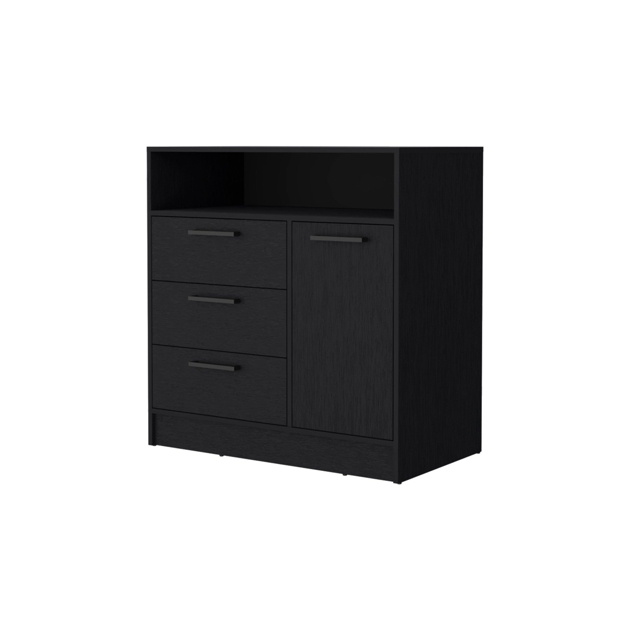 35" Black Three Drawer Dresser