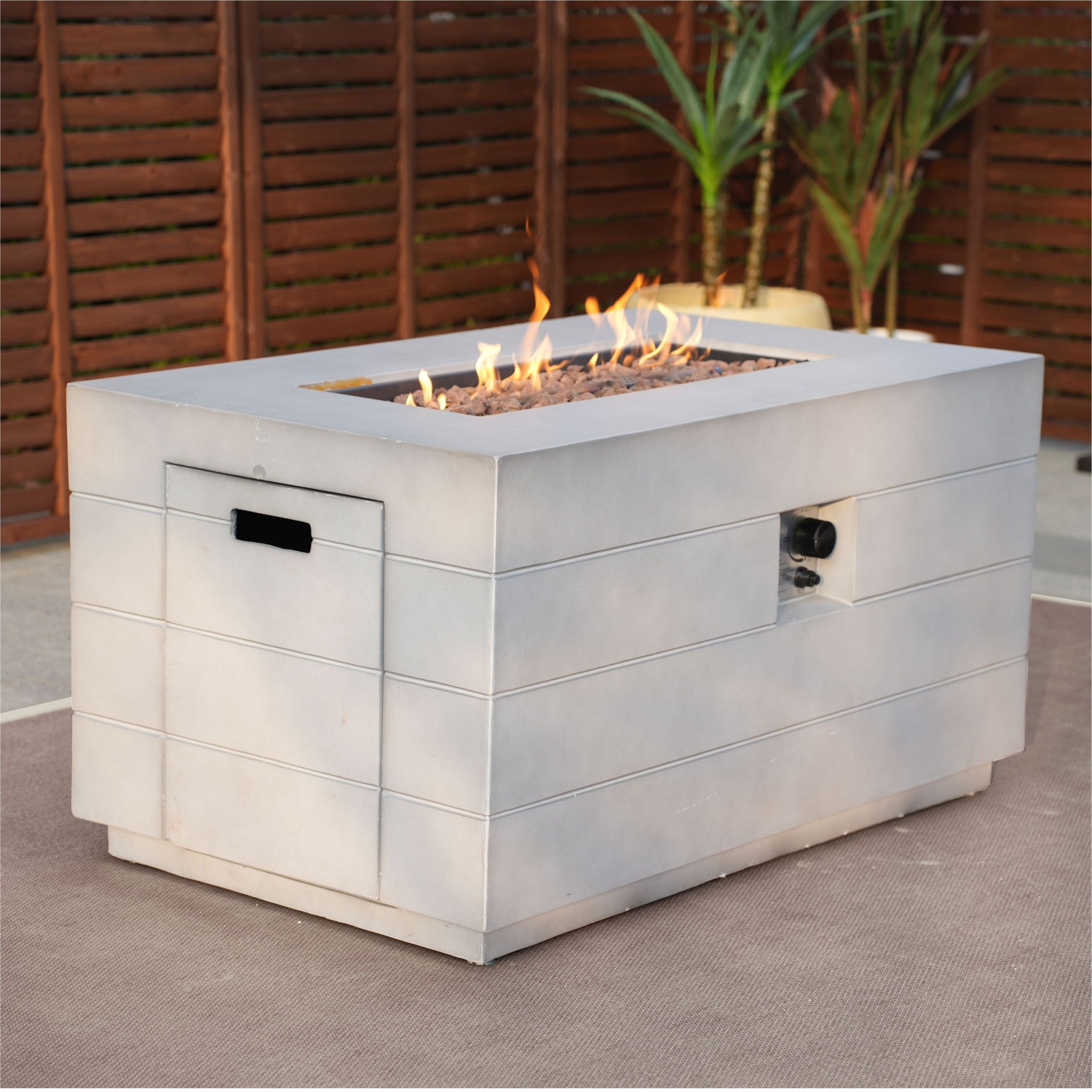 28" Gray Aluminum Natural gas Rectangular Fire pit table With Cover