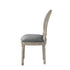 Tufted Navy Blue and Brown Upholstered Linen Dining Side Chair