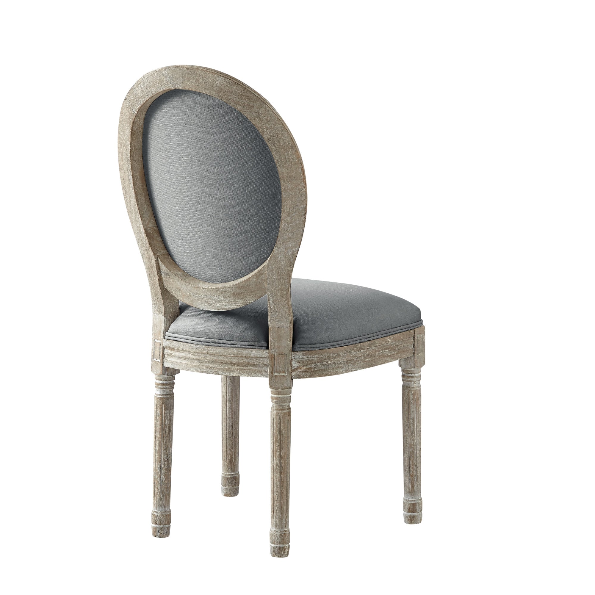 Tufted Navy Blue and Brown Upholstered Linen Dining Side Chair