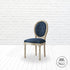 Tufted Navy Blue and Brown Upholstered Linen Dining Side Chair