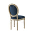 Tufted Navy Blue and Brown Upholstered Linen Dining Side Chair