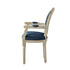 Tufted Navy Blue and Brown Upholstered Linen Dining Arm Chair