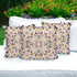 Set of Three 16" X 16" Blue and White Geometric Indoor Outdoor Throw Pillow