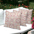 Set of Three 16" X 16" Pink and White Botanical Indoor Outdoor Throw Pillow