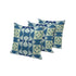 Set of Three 16" X 16" Blue and Green Blown Seam Eclectic Indoor Outdoor Throw Pillow