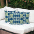 Set of Three 16" X 16" Blue and Green Blown Seam Eclectic Indoor Outdoor Throw Pillow