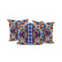 Set of Three 16" X 16" Blue and Orange Blown Seam Floral Indoor Outdoor Throw Pillow