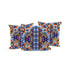 Set of Three 16" X 16" Blue and Orange Blown Seam Floral Indoor Outdoor Throw Pillow