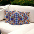 Set of Three 16" X 16" Blue and Orange Blown Seam Floral Indoor Outdoor Throw Pillow