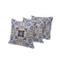 Set of Three 16" X 16" Blue and Gray Blown Seam Floral Indoor Outdoor Throw Pillow