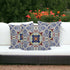 Set of Three 16" X 16" Blue and Gray Blown Seam Floral Indoor Outdoor Throw Pillow