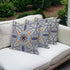 Set of Three 16" X 16" Blue and Green Blown Seam Floral Indoor Outdoor Throw Pillow