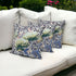 Set of Three 16" X 16" Blue and Green Butterfly Blown Seam Floral Indoor Outdoor Throw Pillow