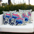 Set of Three 16" X 16" Blue and Pink Butterfly Blown Seam Floral Indoor Outdoor Throw Pillow