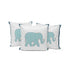 Set of Three 16" X 16" Blue and White Elephant Blown Seam Animal Print Indoor Outdoor Throw Pillow