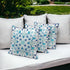 Set of Three 16" X 16" Blue and White Blown Seam Paisley Indoor Outdoor Throw Pillow