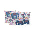 Set of Three 16" X 16" Blue and Gray Elephant Blown Seam Floral Indoor Outdoor Throw Pillow