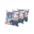 Set of Three 16" X 16" Blue and Gray Elephant Blown Seam Floral Indoor Outdoor Throw Pillow