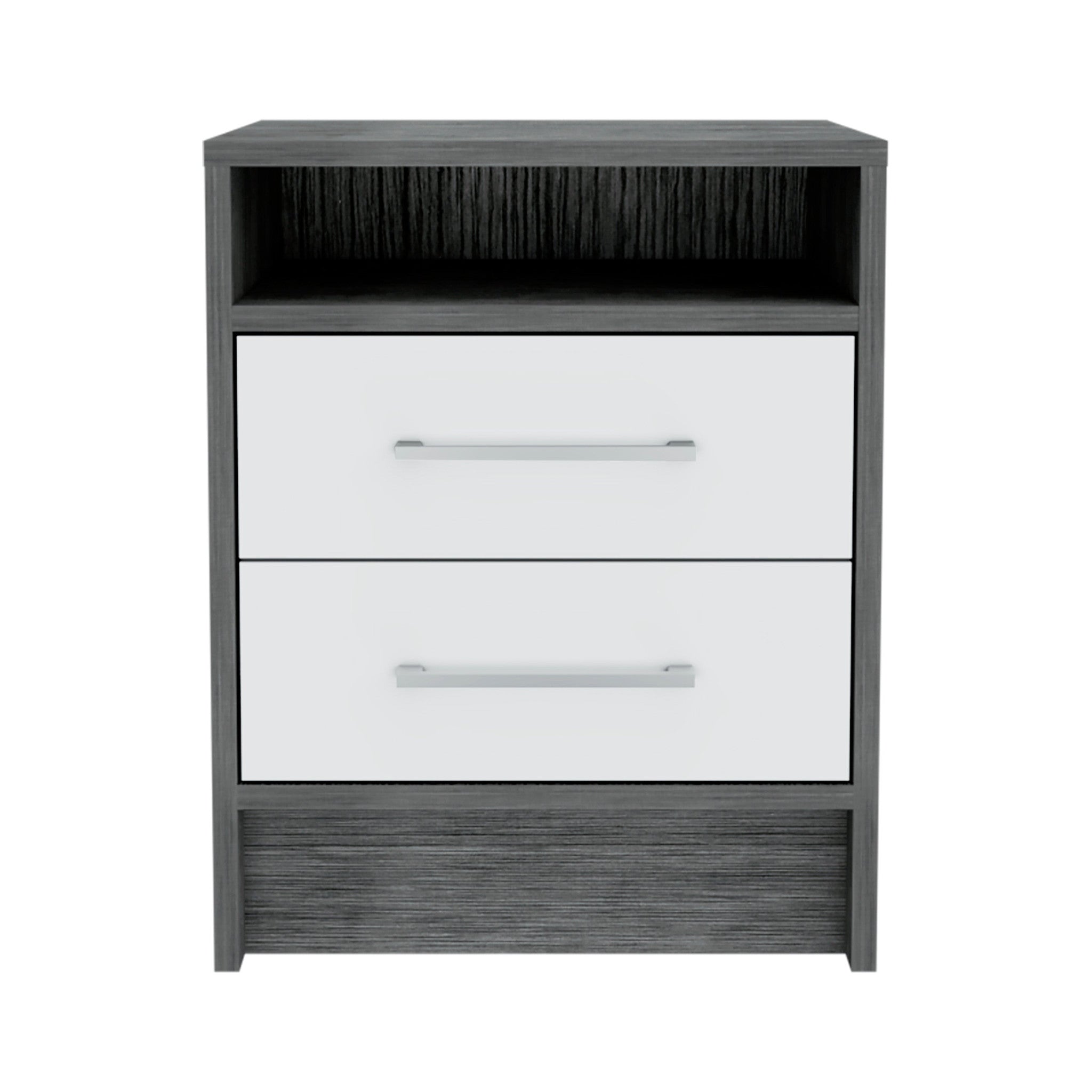 20" Gray Two Drawer Faux Wood Nightstand