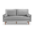 69" Gray Velvet Sofa And Toss Pillows With Dark Brown Legs