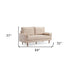 69" Beige Velvet Sofa And Toss Pillows With Dark Brown Legs