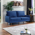 69" Blue Velvet Sofa With Dark Brown Legs