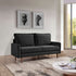 69" Black Velvet Sofa With Dark Brown Legs