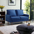 57" Blue And Dark Brown Velvet Loveseat