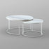 Set of Two White And Gold Genuine Marble And Iron Round Nested Coffee Tables