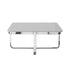 35" Light Gray And Silver Metallic Stainless Steel Square Coffee Table