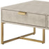 46" Gray And Gold Stainless Steel Coffee Table With Two Drawers