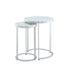Set of Two 22" Silver and White Marble Round Nested Tables