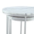 Set of Two 22" Silver and White Marble Round Nested Tables