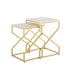 Set of Two 22" Gold and White Marble Nested Tables