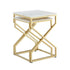 Set of Two 22" Gold and White Marble Nested Tables