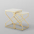 Set of Two 22" Gold and White Marble Nested Tables