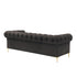 87" Brown Faux Leather Chesterfield Sofa With Gold Legs