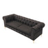 87" Brown Faux Leather Chesterfield Sofa With Gold Legs