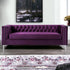 84" Purple And Silver Velvet Sofa