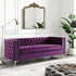 84" Purple And Silver Velvet Sofa