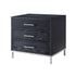 24" Silver Metallic and Black Veneer End Table with Three Drawers