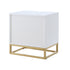20" Gold and White End Table with Two Drawers