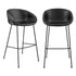 Set of Two 30" Black Faux Leather And Steel Low Back Bar Height Bar Chairs