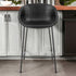 Set of Two 26" Black Faux Leather And Steel Low Back Counter Height Bar Chairs