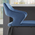 26" Blue And Black Velvet And Steel Low Back Counter Height Bar Chair