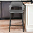 26" Gray And Black Velvet And Steel Low Back Counter Height Bar Chair