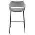 26" Gray And Black Velvet And Steel Low Back Counter Height Bar Chair