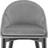 26" Gray And Black Velvet And Solid Wood Low Back Counter Height Bar Chair