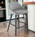 26" Gray And Black Velvet And Solid Wood Low Back Counter Height Bar Chair